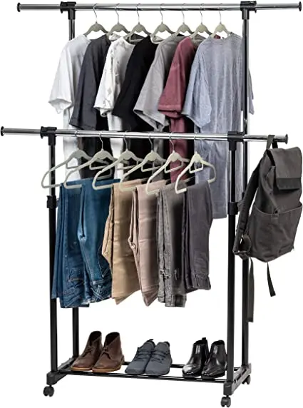IRIS USA Height Adjustable Clothing Rack-clothes hanger organiser
