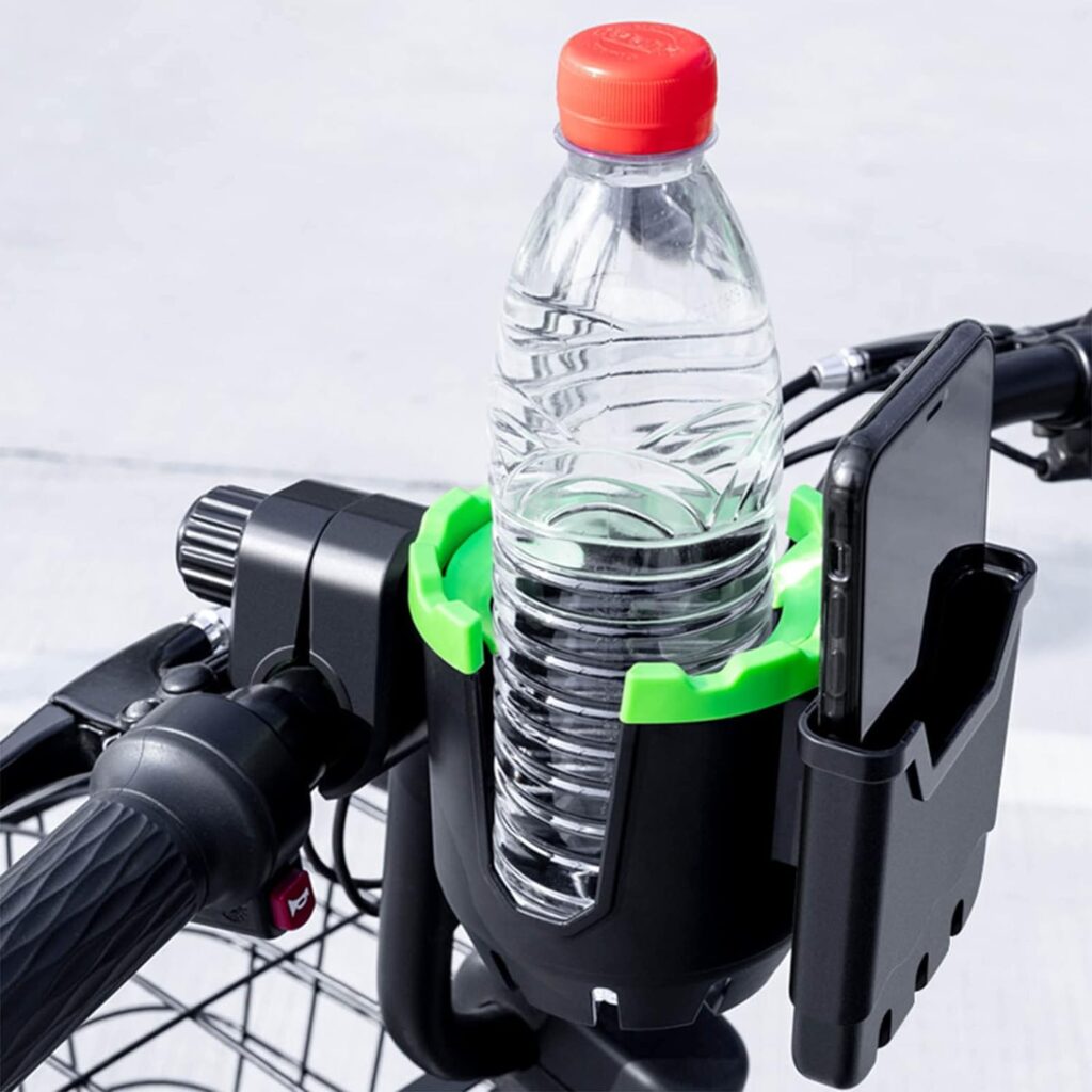 Bike Cup Holder with Phone Holder, 2-in-1 Universal Cup Phone Holder for Stroller, Bike, Wheelchair, Walker, Scooter, 360°rotatable Adjustable, Perfect for Mountain Bike Water Bottle Holder