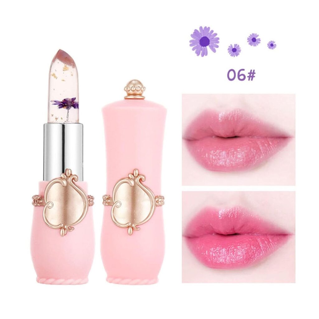 Outfmvch Lip Glow Crystal Flower Jelly Lipstick Long Lasting Nutritious Lip Balm Lips Moisturizer Temperature Color Change Lip Gloss Perfect