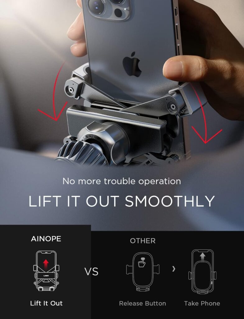 AINOPE Phone Holders for Your Car Vent 2023 Upgrade Gravity Car Phone Holder Mount for iPhone with Newest Air Vent Clip Auto Lock Cell Phone Car Mount fits for iPhone 15 Pro Max 14 13 12 All Phones