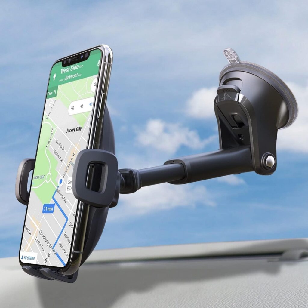 APPS2Car Suction Cup Phone Holder Windshield/Dashboard/Window, Universal Suction Cup Car Phone Holder Mount with Sticky Gel Pad, Compatible with iPhone, Samsung, All Cellphone