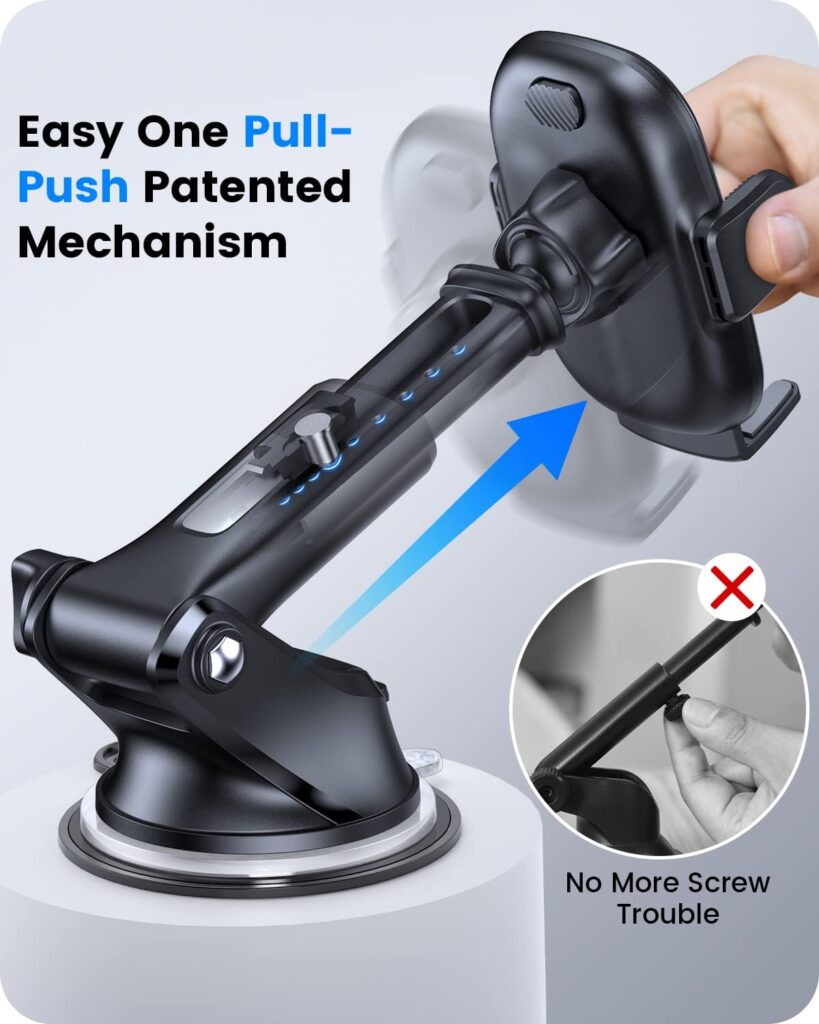 OQTIQ 3-in-1 Suction Cup Phone Holder for Windshield/Dashboard/Air Vent with Strong Sticky Gel Pad, Compatible with iPhone, Samsung Other Cellphone